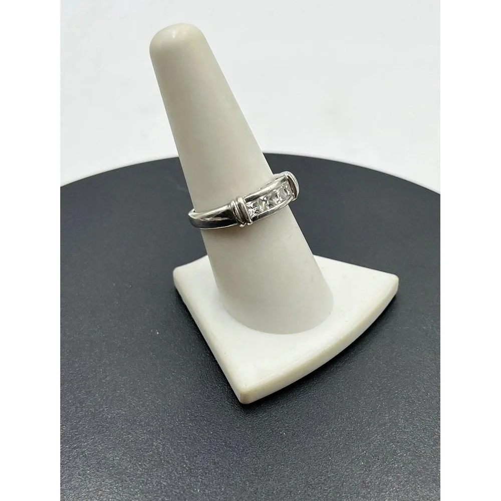 Sterling Silver Princess Cut Channel Set CZ Anniversary‎ Wedding Band Ring 8.25